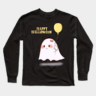 Happy Halloween Cute Ghost & Balloon Long Sleeve T-Shirt